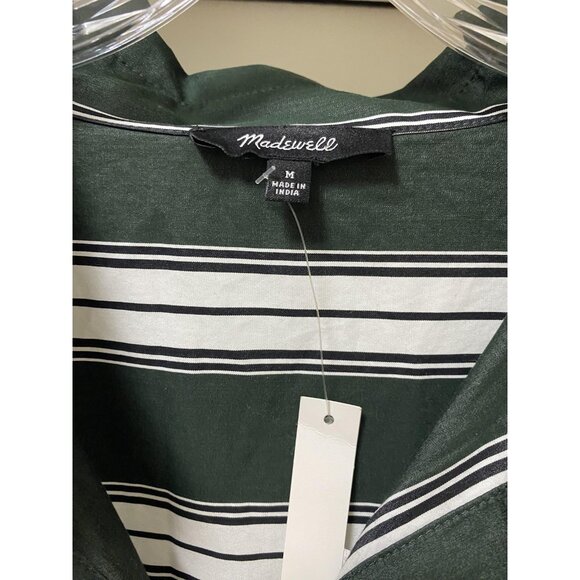 Madewell Dolman Midi Shirtdress Womens Medium Green Striped Button Front Casual - Picture 3 of 4